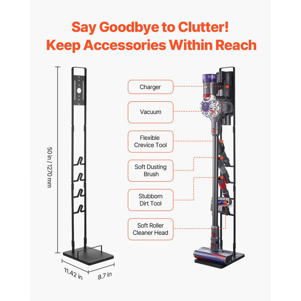 Vacuum Stand, Compatible With Dyson V6 V7 V8 V10 V11 V15, Stable Vacuum Stand Holder with 4 Hooks for Dyson DC30 DC31 DC34 DC35 DC58 DC59 DC62 D74 Cordless Upright Vacuum Cleaners & Accessories Awezingly