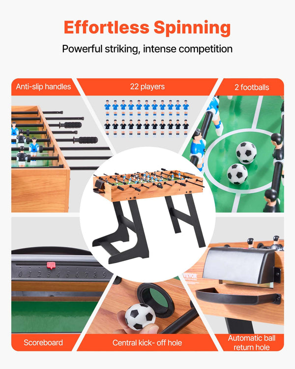 Folding Foosball Table, 106 cm Standard Size Table, Indoor Full Size Foosball Tables for Home, Family, and Game Room, Durable Soccer Set, Includes 2 Balls Unique