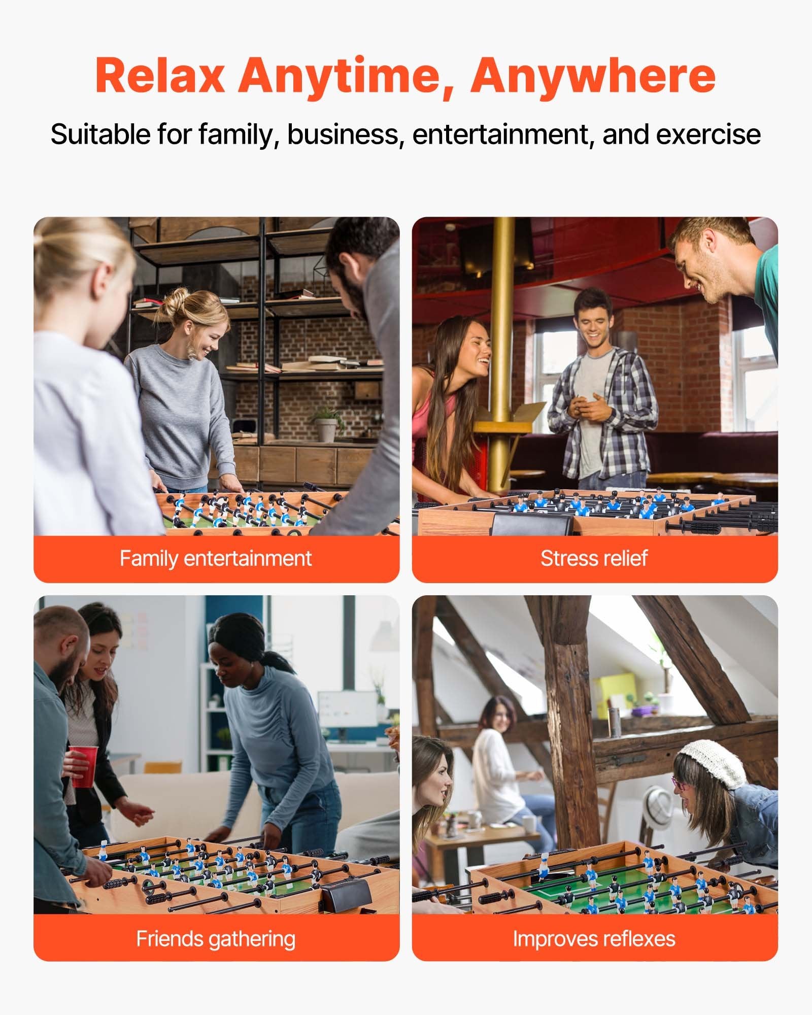 Folding Foosball Table, 106 cm Standard Size Table, Indoor Full Size Foosball Tables for Home, Family, and Game Room, Durable Soccer Set, Includes 2 Balls Unique