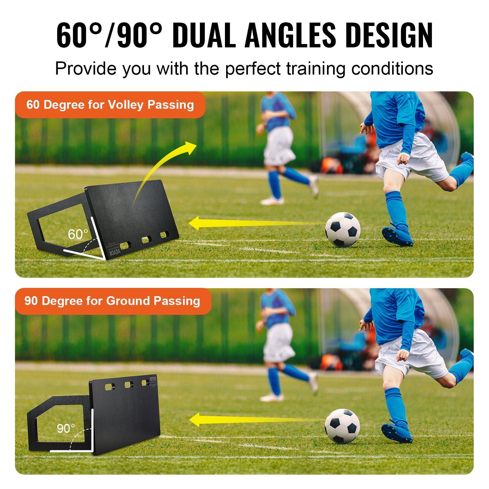 Soccer Rebounder Board, 100x40 cm Portable Soccer Wall with 2 Angles Rebound, Foldable HDPE Kickback Rebound Board, Soccer Training Equipment for Kids and Adults, Passing & Shooting Practice Unique