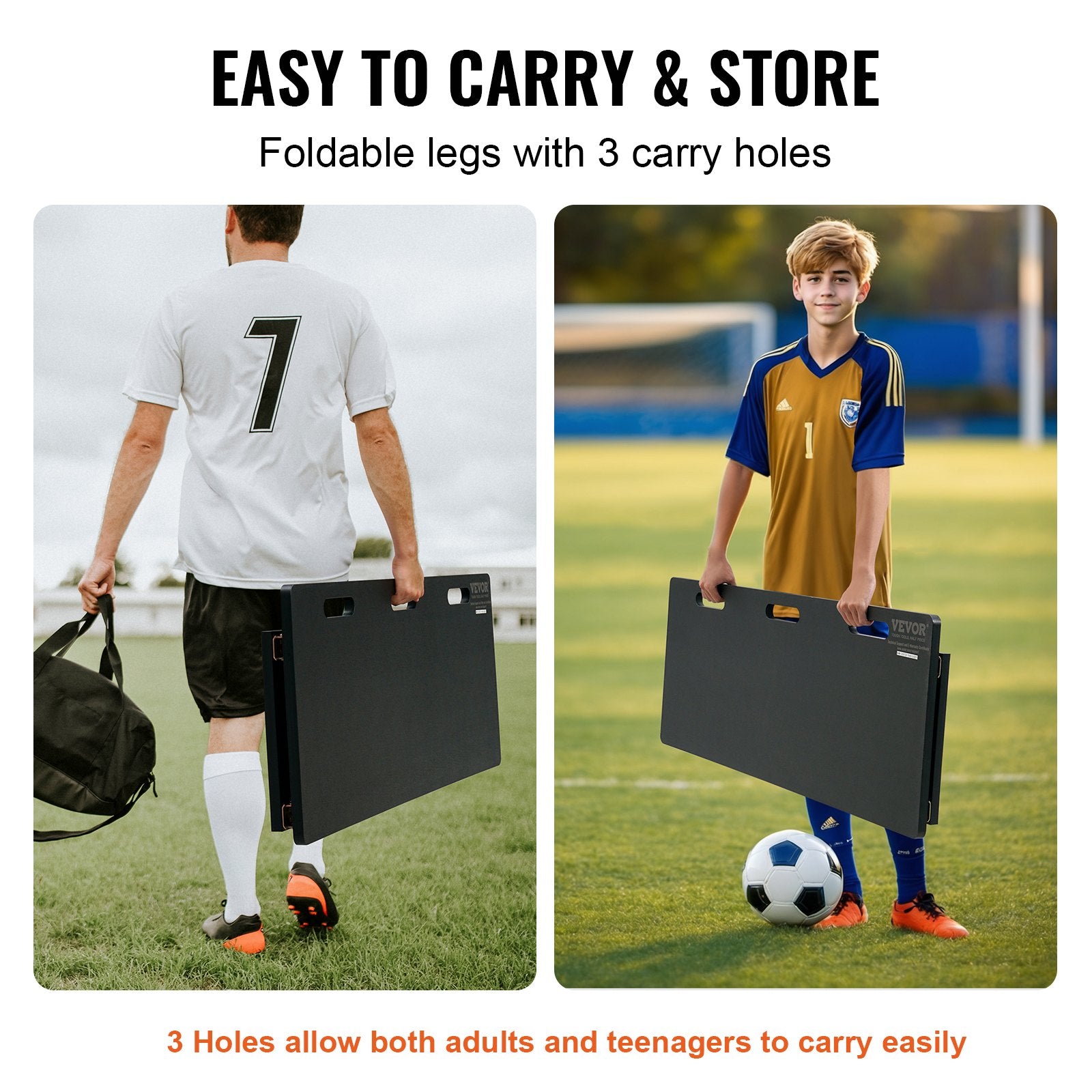 Soccer Rebounder Board, 115x45 cm Portable Soccer Wall with 2 Angles Rebound, Foldable HDPE Kickback Rebound Board, Soccer Training Equipment for Kids and Adults, Passing & Shooting Practice