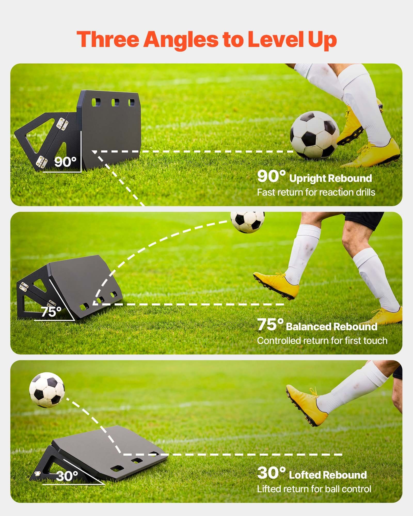 Soccer Rebounder Board, 1000 x 300 mm Portable Soccer Rebound Wall, HDPE Sports Kick Back Trainer, 3 Adjustable Angles, Easy Setup Ball Practice Training Equipment for Passing & Reaction Skills Unique