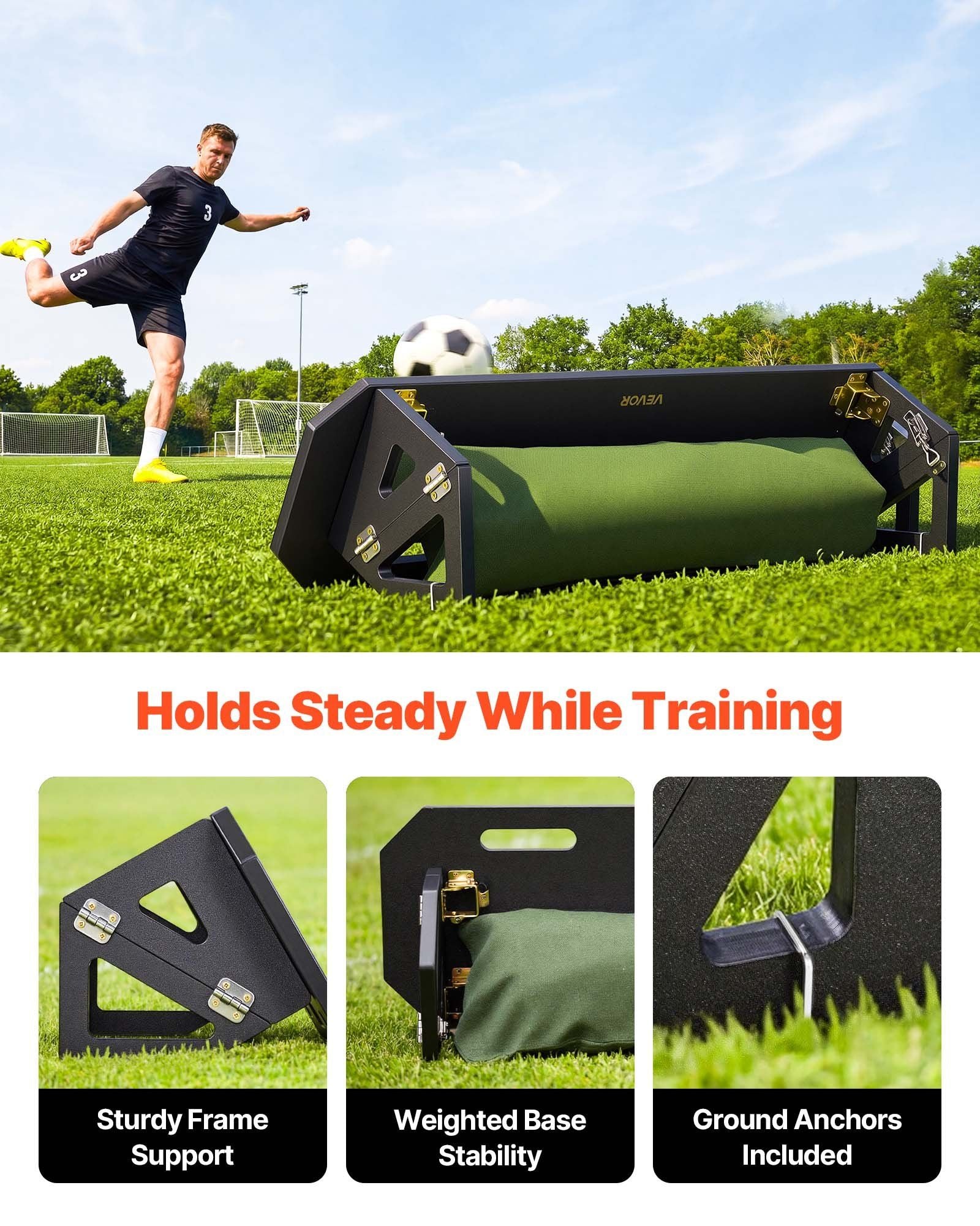 Soccer Rebounder Board, 1000 x 300 mm Portable Soccer Rebound Wall, HDPE Sports Kick Back Trainer, 3 Adjustable Angles, Easy Setup Ball Practice Training Equipment for Passing & Reaction Skills Unique