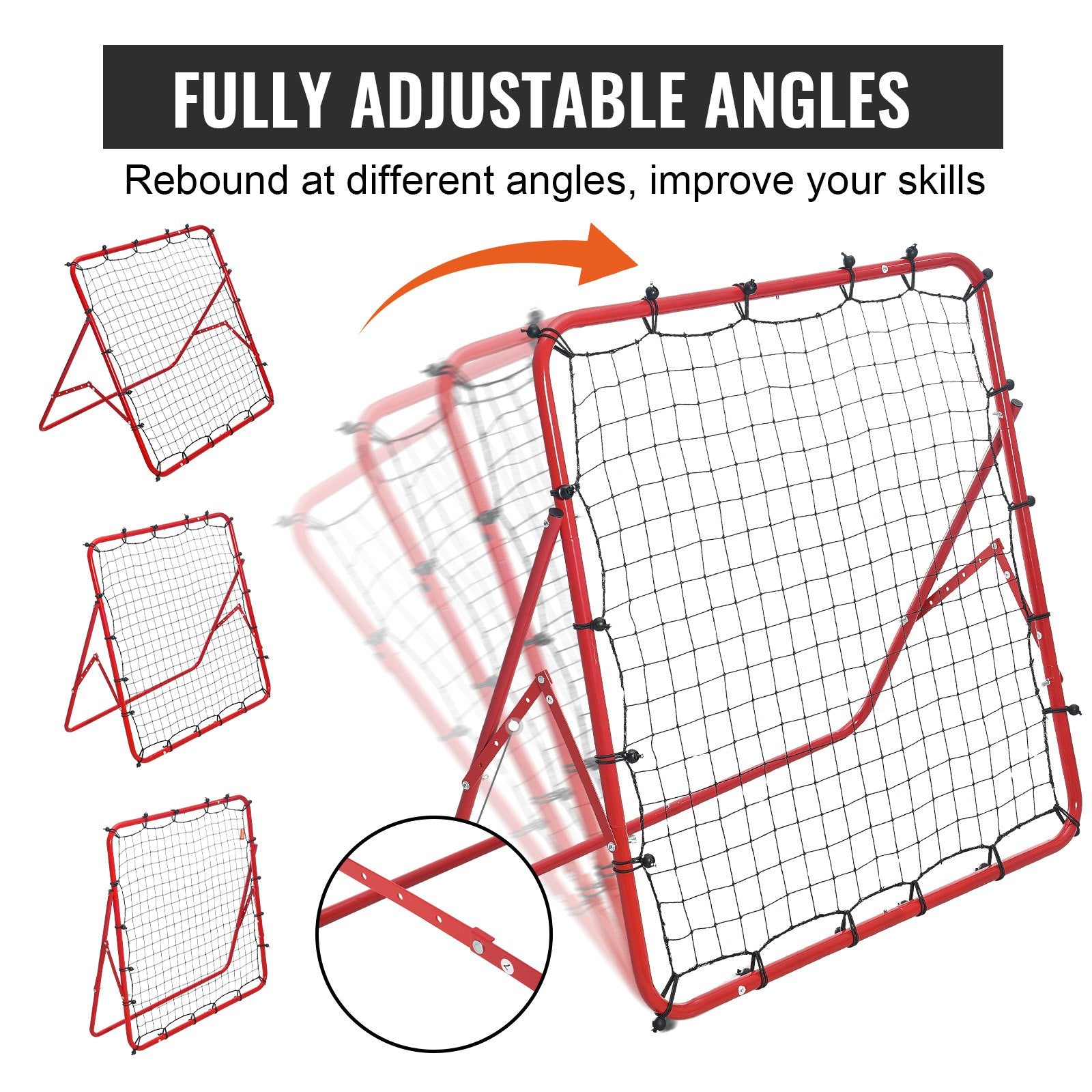 Soccer Rebounder Rebound Net, Kick-Back 100x100 cm, Portable Football Training Gifts, Fully Adjustable Angles Goal Net, Aids & Equipment for Kids Teens & All Ages, Easy Set Up & Perfect Storage Unique
