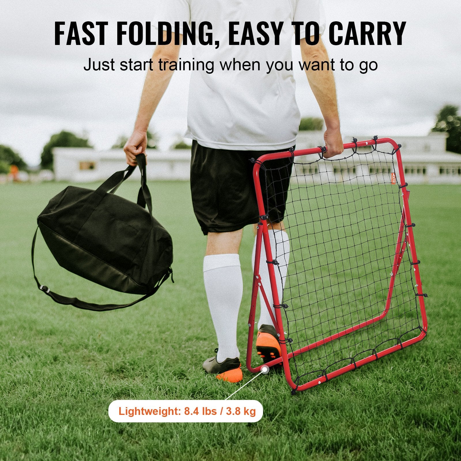 Soccer Rebounder Rebound Net, Kick-Back 100x100 cm, Portable Football Training Gifts, Fully Adjustable Angles Goal Net, Aids & Equipment for Kids Teens & All Ages, Easy Set Up & Perfect Storage Unique