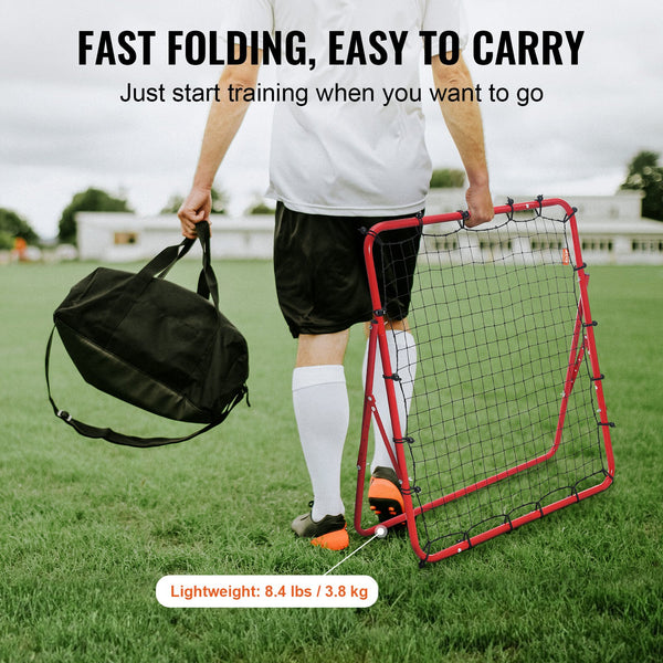 Soccer Rebounder Rebound Net, Kick-Back 100x100 cm, Portable Football Training Gifts, Fully Adjustable Angles Goal Net, Aids & Equipment for Kids Teens & All Ages, Easy Set Up & Perfect Storage Unique