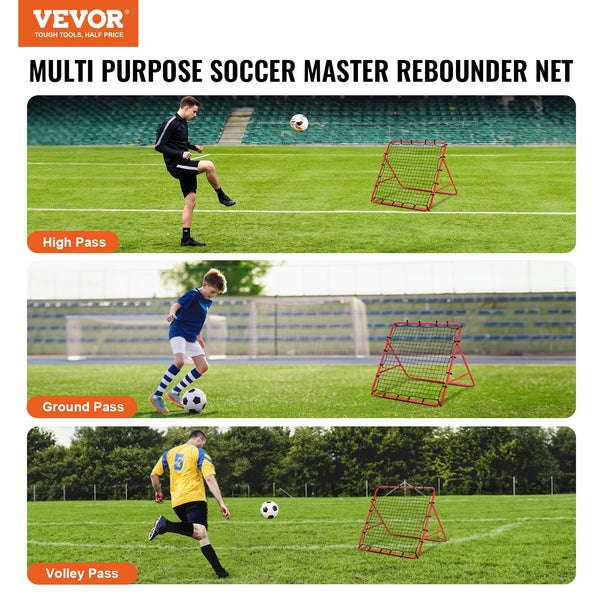 Soccer Rebounder Rebound Net, Kick-Back 100x100 cm, Portable Football Training Gifts, Fully Adjustable Angles Goal Net, Aids & Equipment for Kids Teens & All Ages, Easy Set Up & Perfect Storage Unique