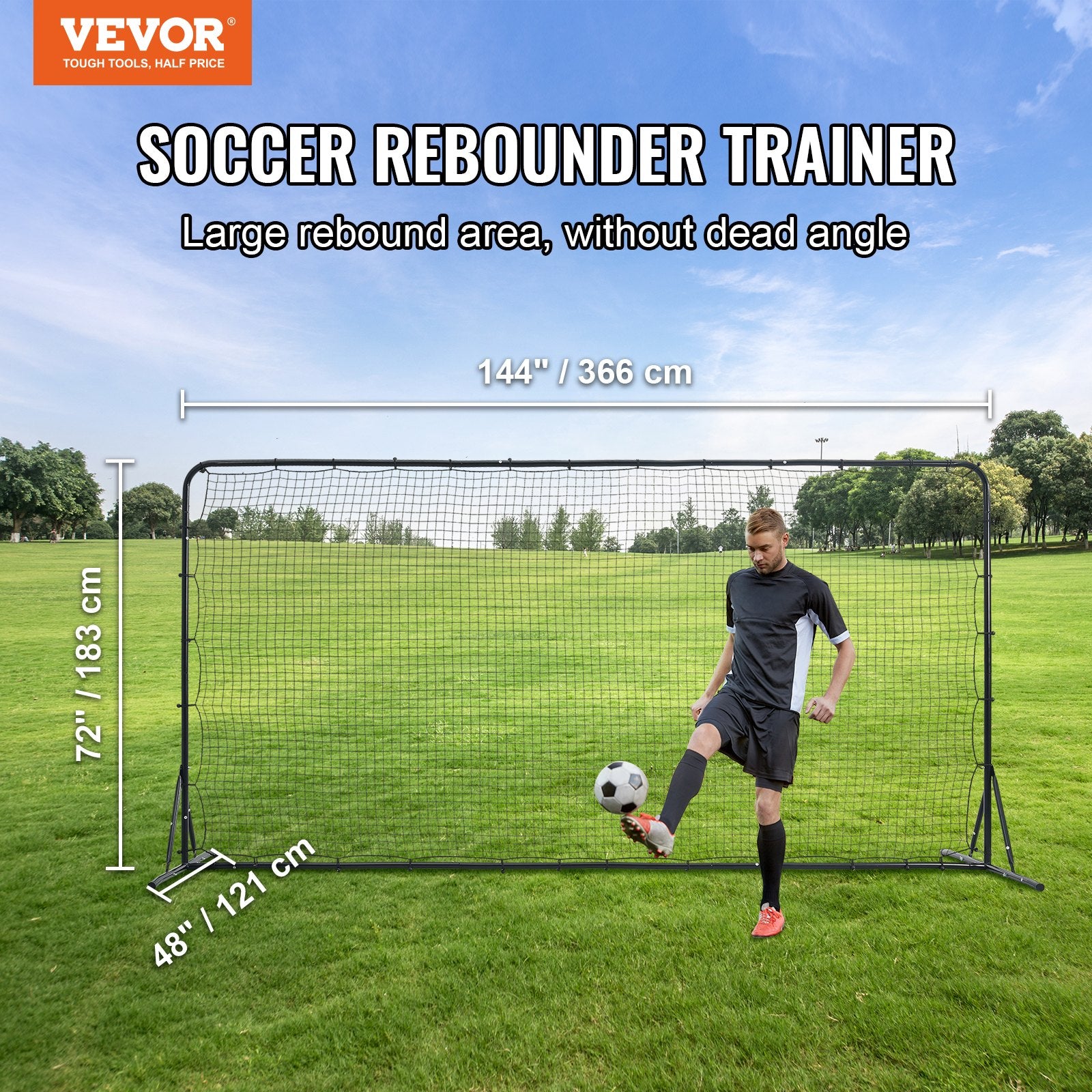 Soccer Rebounder Net, 12x6FT Iron Soccer Training Equipment, Sports Football Training Gift with Portable Bag, Volleyball Rebounder Wall Perfect for Backyard Practicing, Solo Training, Passing Unique
