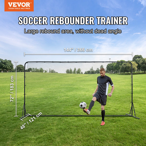 Soccer Rebounder Net, 12x6FT Iron Soccer Training Equipment, Sports Football Training Gift with Portable Bag, Volleyball Rebounder Wall Perfect for Backyard Practicing, Solo Training, Passing Unique