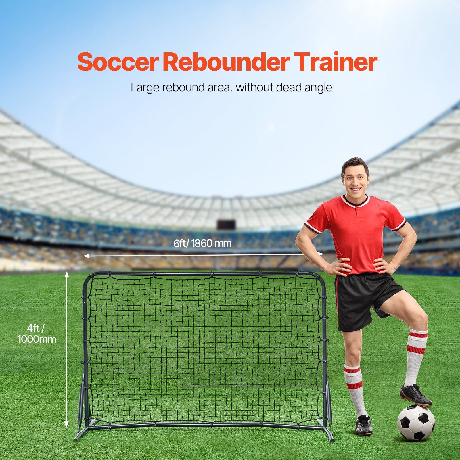 6x4FT Soccer Rebound Trainer Soccer Training Equipment Double-Sided Net Unique