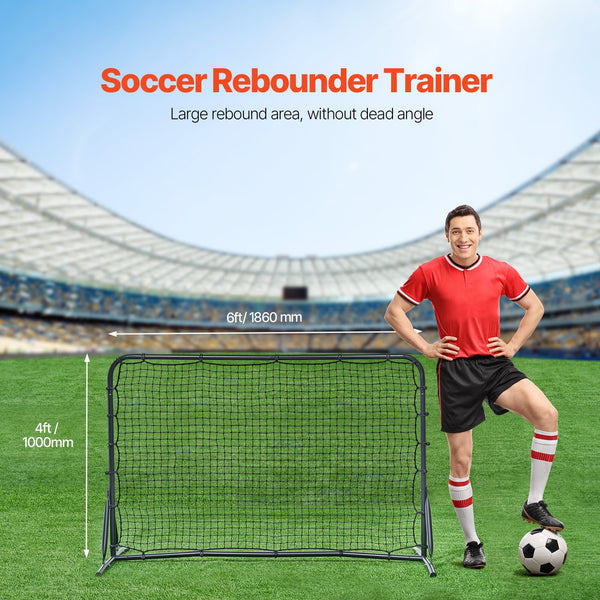 6x4FT Soccer Rebound Trainer Soccer Training Equipment Double-Sided Net Unique