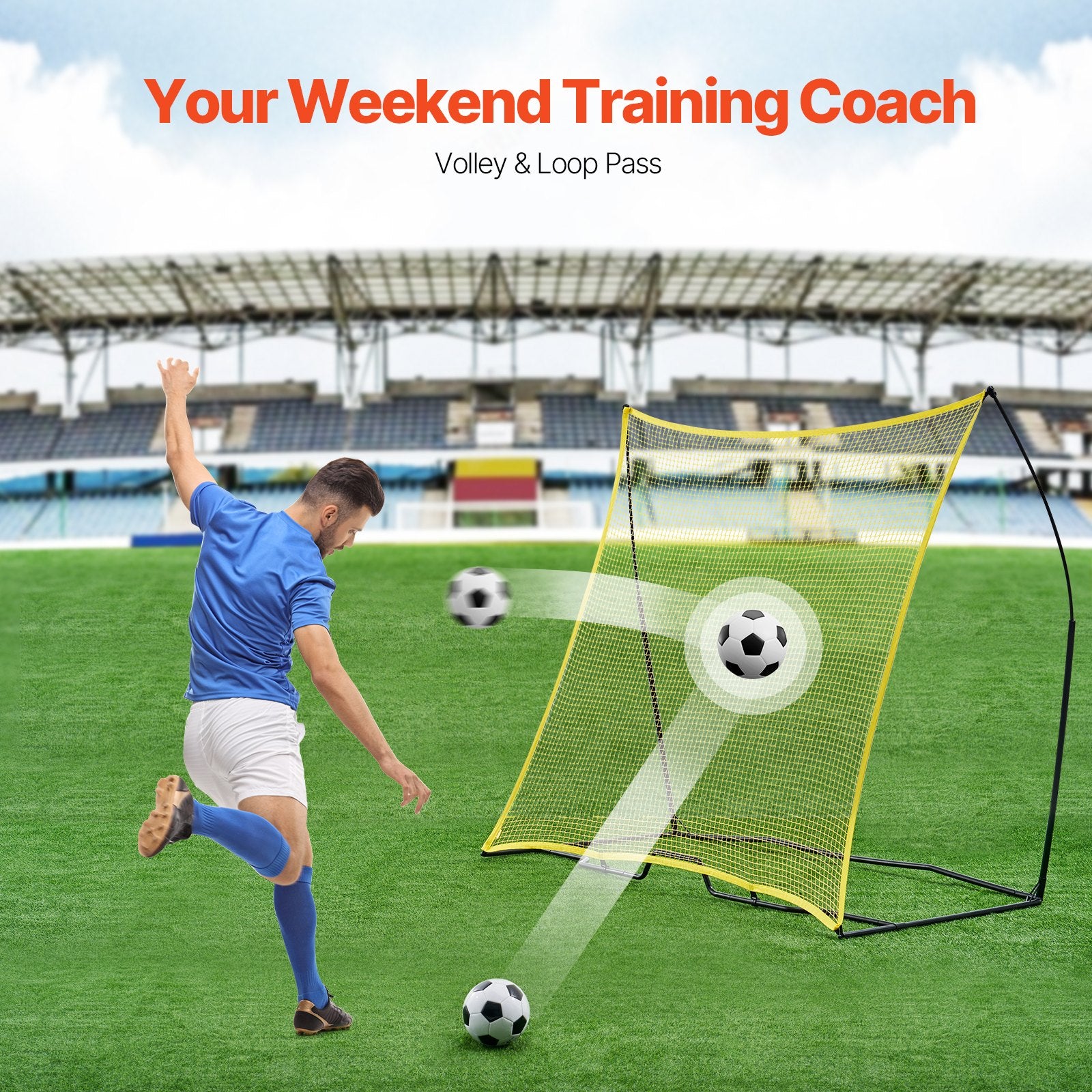 7x7FT Soccer Rebounder Portable Soccer Trainer Net with Portable Bag Unique