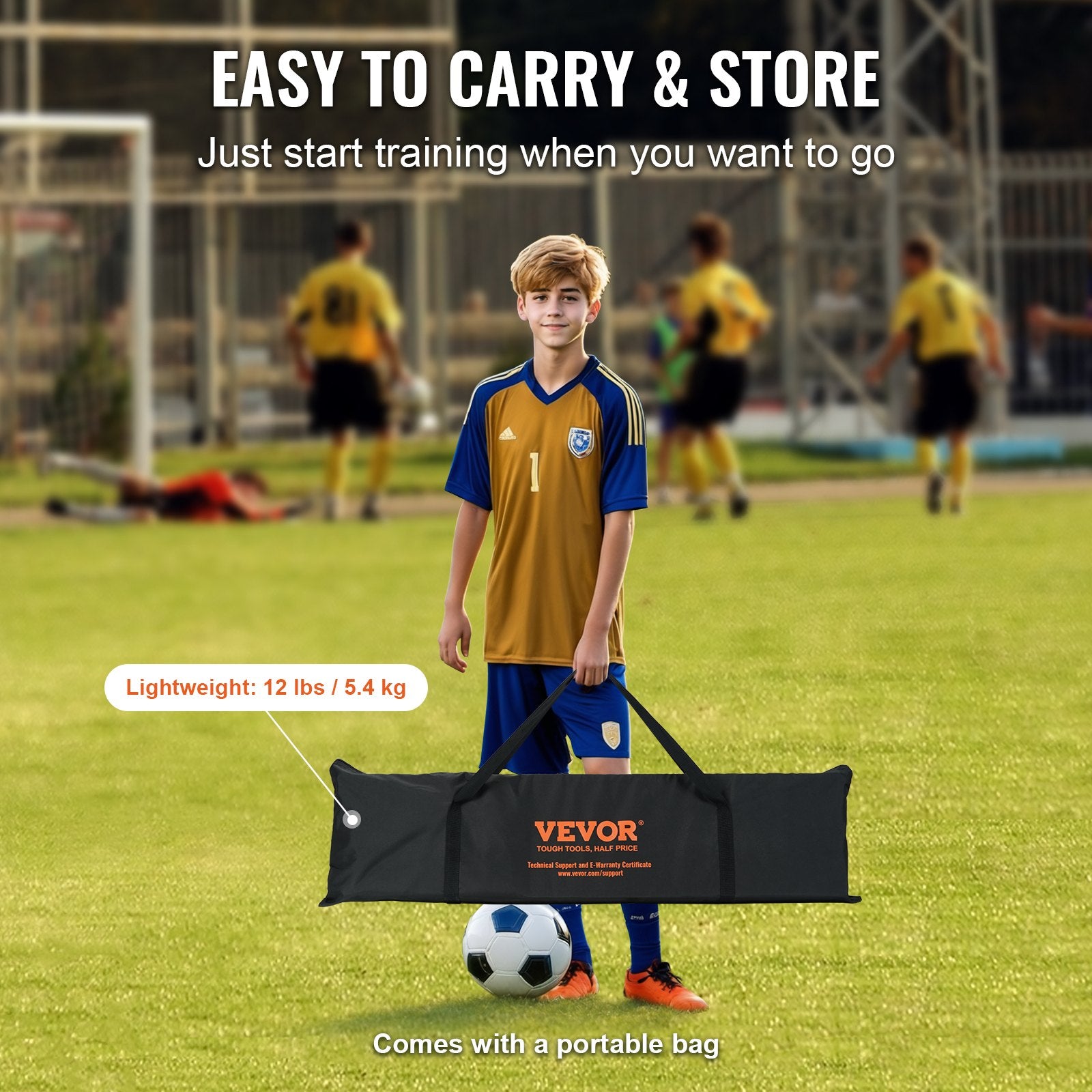 Soccer Trainer, 2-IN-1 Portable Soccer Rebounder Net, Iron Soccer Practice Equipment, Sports Football Rebounder Wall with Portable Bag, Perfect for Team Solo Training, Passing, Volley Unique
