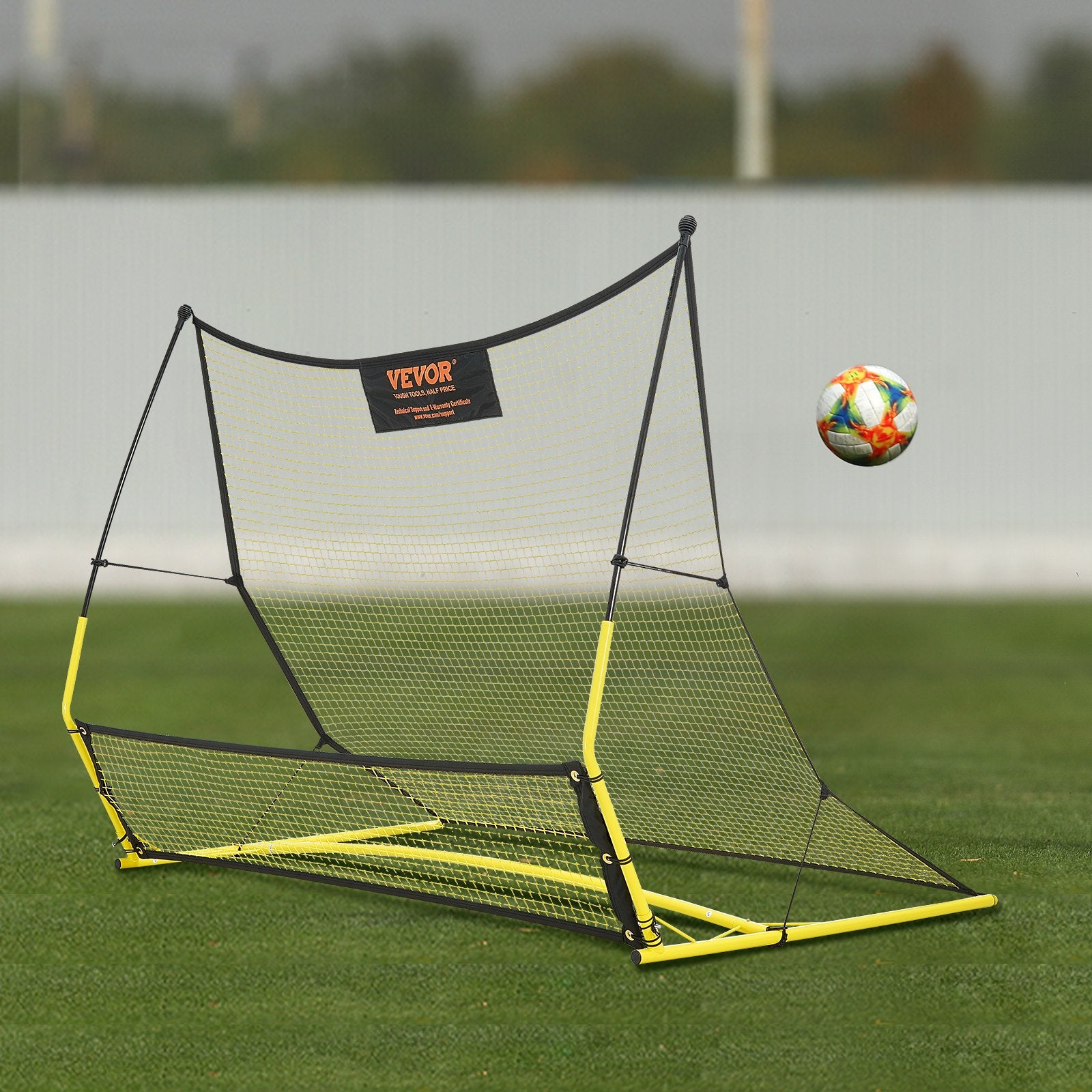 Soccer Trainer, 2-IN-1 Portable Soccer Rebounder Net, Iron Soccer Practice Equipment, Sports Football Rebounder Wall with Portable Bag, Perfect for Team Solo Training, Passing, Volley Unique