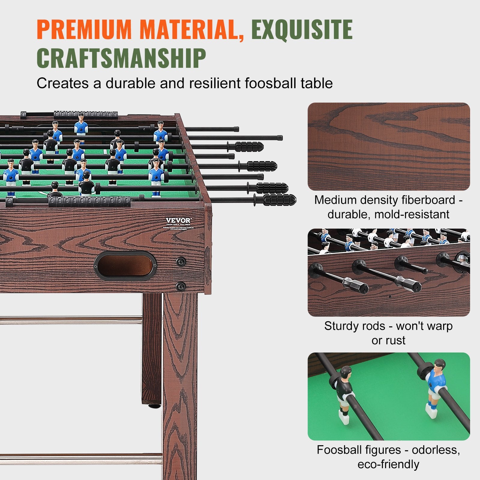Foosball Table, 48 inch Standard Size Foosball Table, Indoor Full Size Foosball Table for Home, Family, and Game Room, Soccer with Foosball Table Set, Includes 2 Balls and 2 Cup Holders Unique