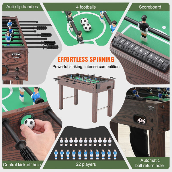 Foosball Table, 48 inch Standard Size Foosball Table, Indoor Full Size Foosball Table for Home, Family, and Game Room, Soccer with Foosball Table Set, Includes 2 Balls and 2 Cup Holders Unique