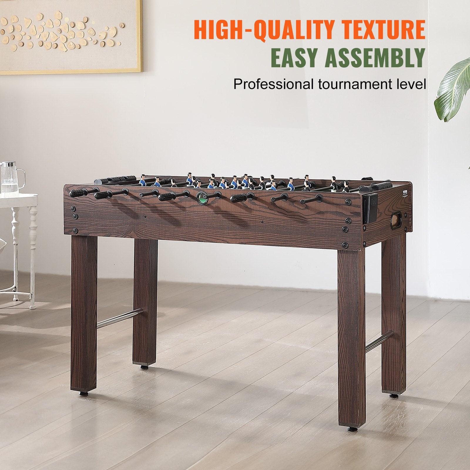 Foosball Table, 48 inch Standard Size Foosball Table, Indoor Full Size Foosball Table for Home, Family, and Game Room, Soccer with Foosball Table Set, Includes 2 Balls and 2 Cup Holders Unique