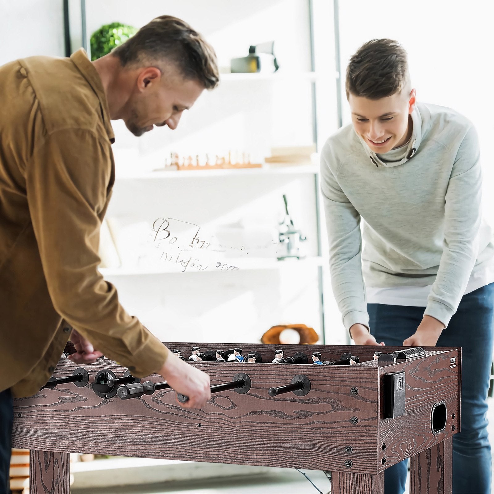 Foosball Table, 48 inch Standard Size Foosball Table, Indoor Full Size Foosball Table for Home, Family, and Game Room, Soccer with Foosball Table Set, Includes 2 Balls and 2 Cup Holders Unique