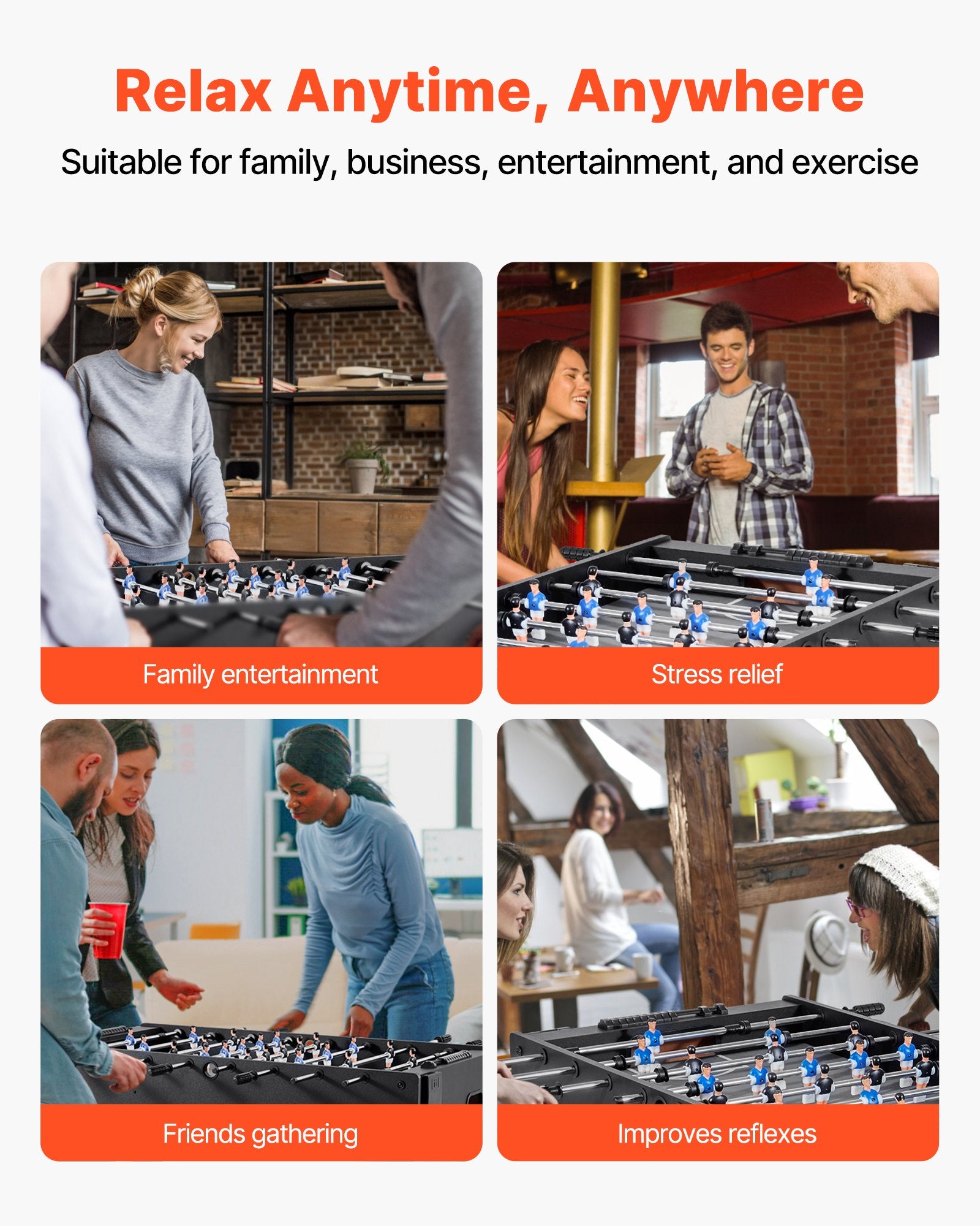 Foosball Table, 121 cm Standard Size Table, Indoor Full Size Foosball Tables for Home, Family, and Game Room, Durable Soccer Set, Includes 2 Balls, Score Keeper, and 2 Cup Holders Unique