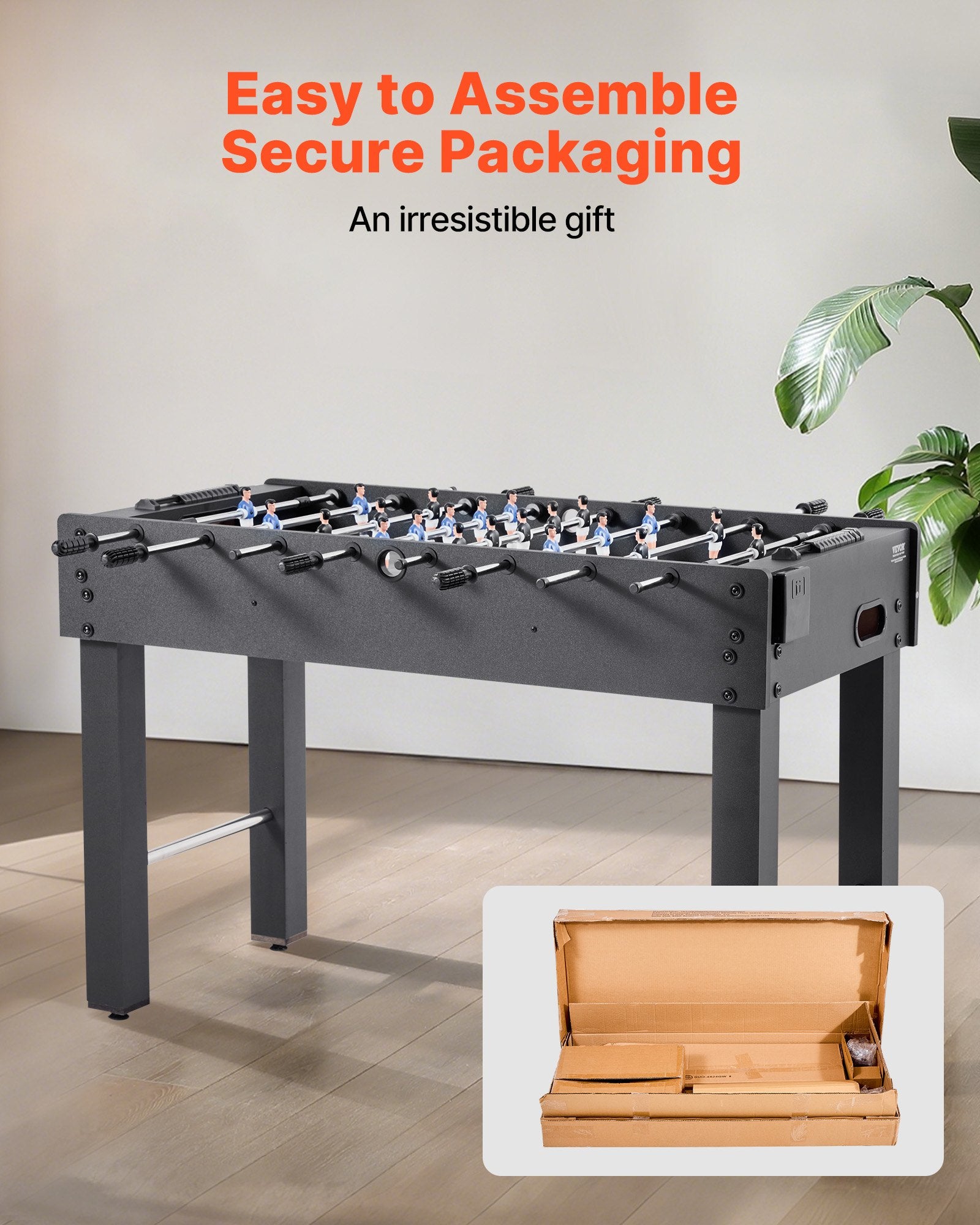 Foosball Table, 121 cm Standard Size Table, Indoor Full Size Foosball Tables for Home, Family, and Game Room, Durable Soccer Set, Includes 2 Balls, Score Keeper, and 2 Cup Holders Unique