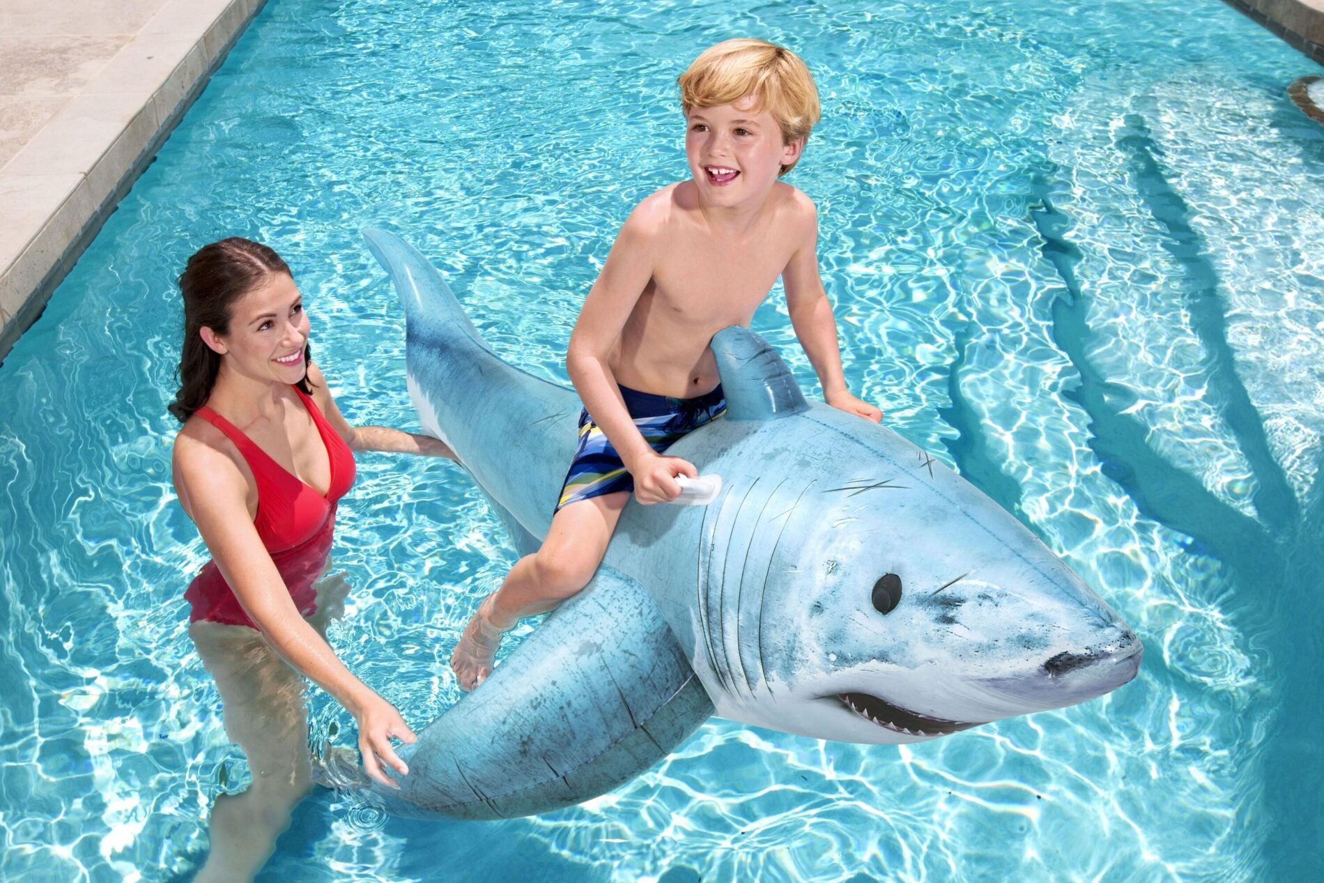 Bestway 1.83m x 1.02m Realistic Shark Pool Float Inflatable Rubber Ride on for Kids Bestway