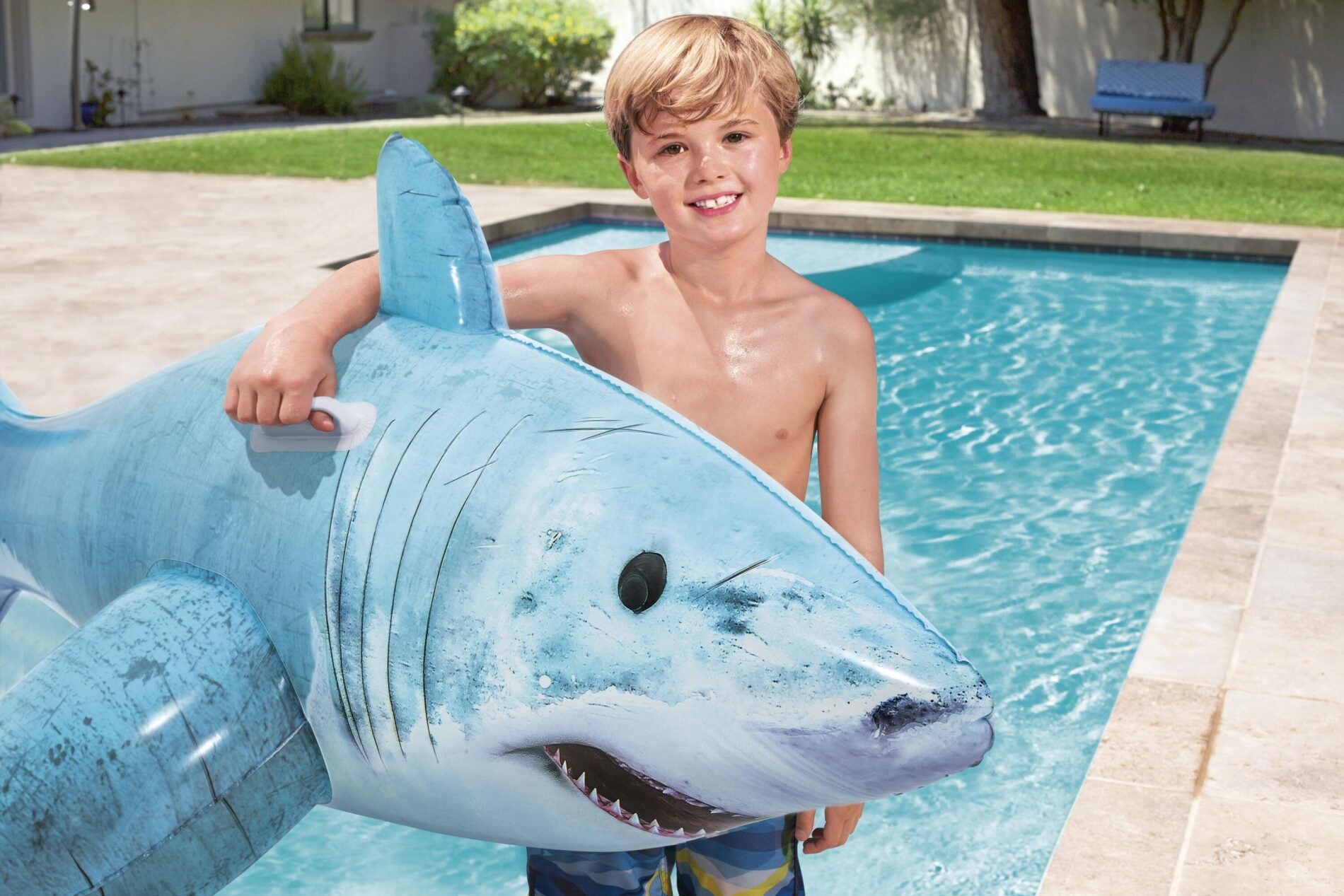 Bestway 1.83m x 1.02m Realistic Shark Pool Float Inflatable Rubber Ride on for Kids Bestway