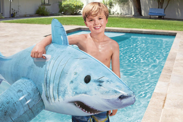 Bestway 1.83m x 1.02m Realistic Shark Pool Float Inflatable Rubber Ride on for Kids Bestway