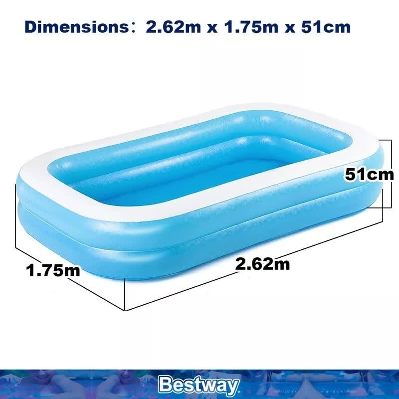 Bestway 2.62m x 1.75m x 51cm Blue Rectangular Family Pool Bestway