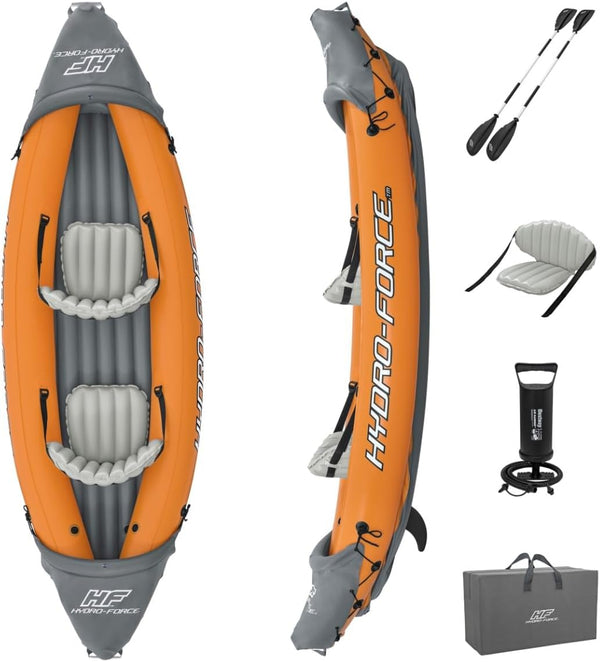 Bestway 3.21m x 1.00m Rapid X2 Kayak for 2 with Hand Pump, Paddles, Seats, Fins and Storage Bag Two Seater Bestway
