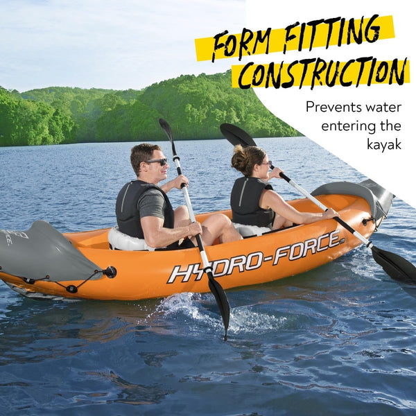 Bestway 3.21m x 1.00m Rapid X2 Kayak for 2 with Hand Pump, Paddles, Seats, Fins and Storage Bag Two Seater Bestway