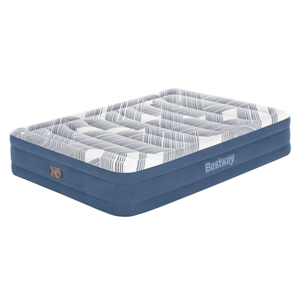 Bestway 2.03m x 1.52m x 36cm Tritech Fashion Flock comfortable inflatable Air Mattress Queen Built-in AC Pump Bestway