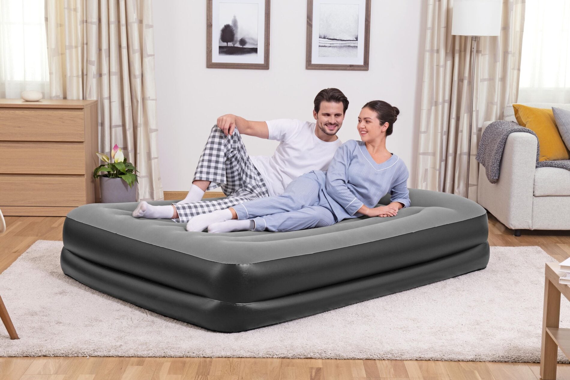 Bestway 2.03m x 1.52m x 46cm Tritech Air Mattress Queen Built-in AC pump Bestway