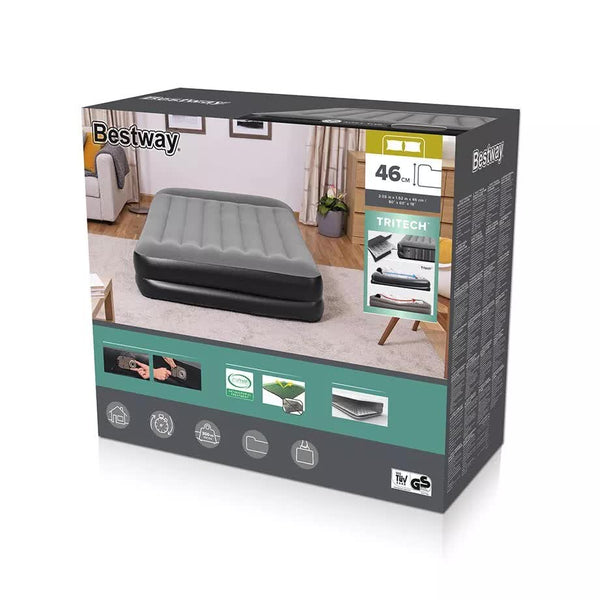 Bestway 2.03m x 1.52m x 46cm Tritech Air Mattress Queen Built-in AC pump Bestway