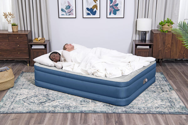 Bestway 2.03m x 1.52m x 46cm Fortech Snugable Top Air Inflatable Mattress Queen Built-in AC Pump Bestway