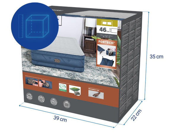 Bestway 2.03m x 1.52m x 46cm Fortech Snugable Top Air Inflatable Mattress Queen Built-in AC Pump Bestway