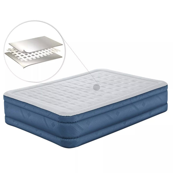 Bestway 2.03m x 1.52m x 46cm Fortech Snugable Top Air Inflatable Mattress Queen Built-in AC Pump Bestway