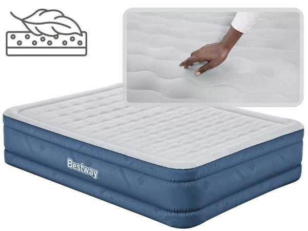 Bestway 2.03m x 1.52m x 46cm Fortech Snugable Top Air Inflatable Mattress Queen Built-in AC Pump Bestway