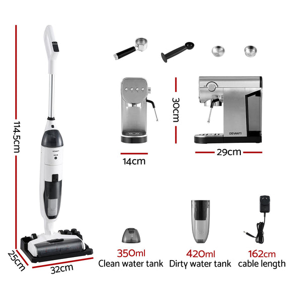 Devanti Cordless Wet Dry Vacuum Mop plus Coffee Maker Machine Espresso Awezingly