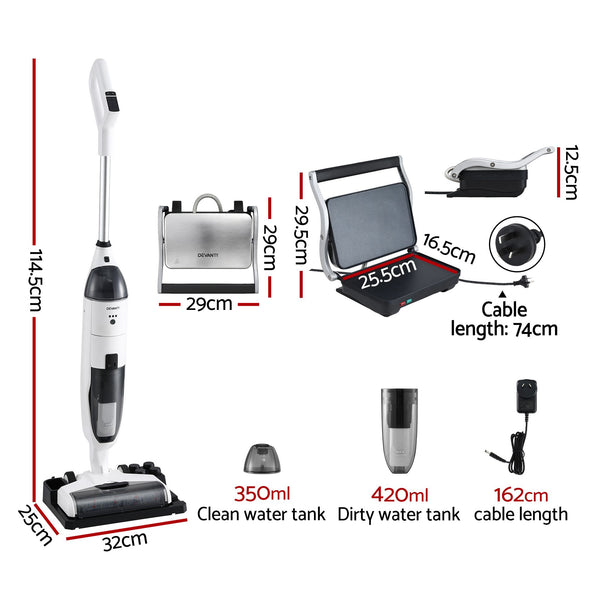 Devanti Cordless Wet Dry Vacuum Mop plus Sandwich Maker Panini Press Awezingly