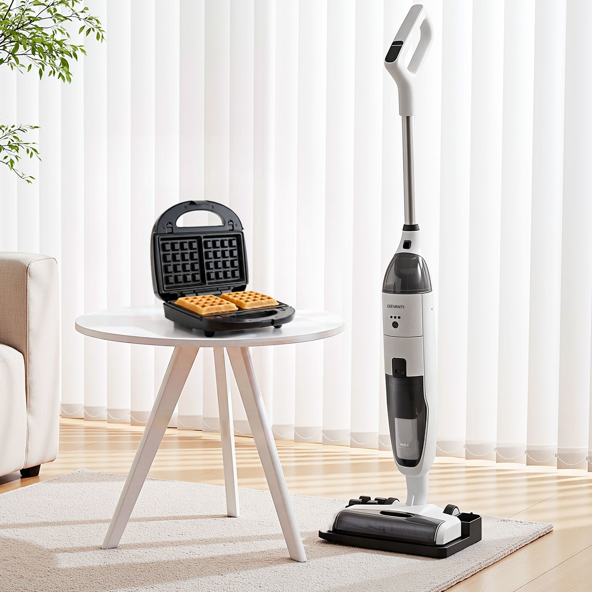 Devanti Cordless Wet Dry Vacuum Mop plus 3-in-1 Sandwich Waffle Maker Awezingly