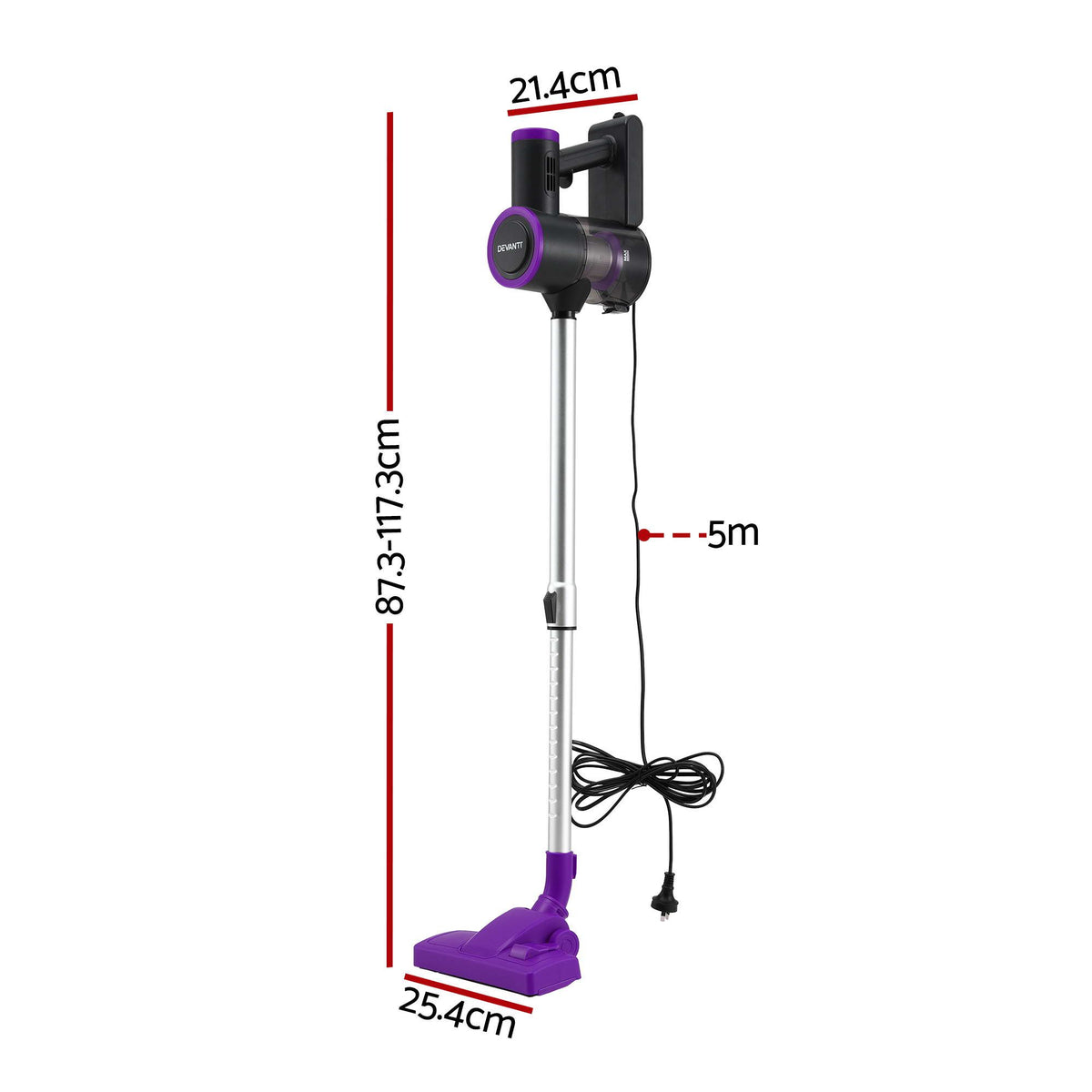 Devanti 3-in-1 Corded Stick Vacuum Cleaner, 16000Pa Strong Suction, Purple Awezingly