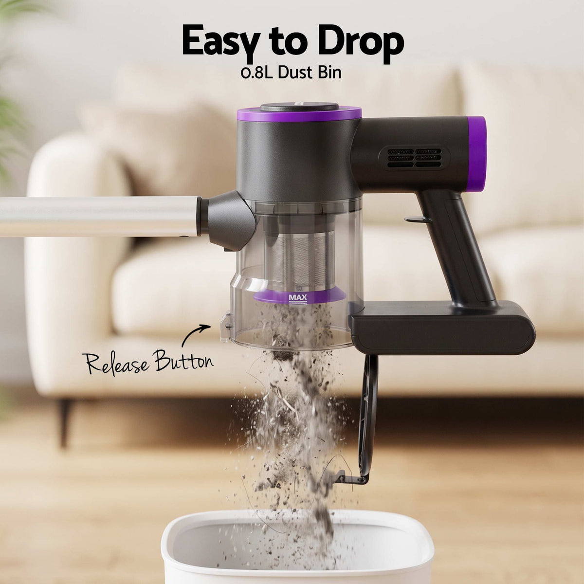 Devanti 3-in-1 Corded Stick Vacuum Cleaner, 16000Pa Strong Suction, Purple Awezingly