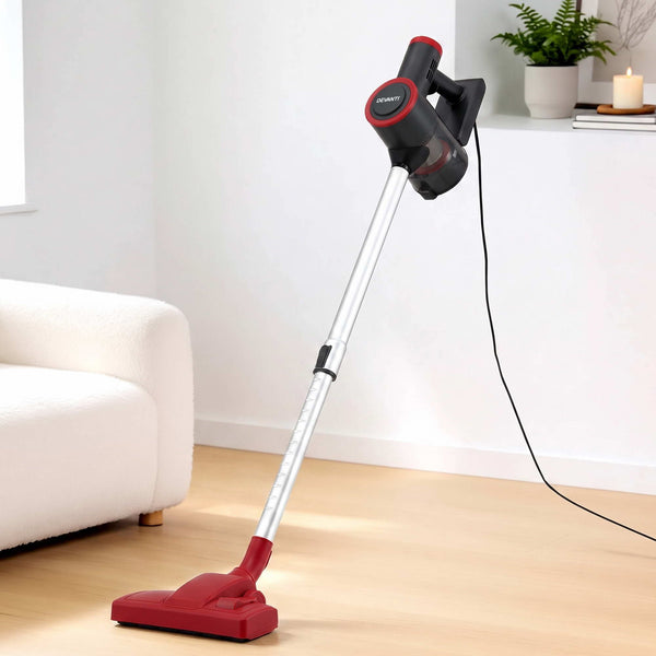 Devanti 3-in-1 Corded Stick Vacuum Cleaner, 16000Pa Strong Suction, Red Awezingly