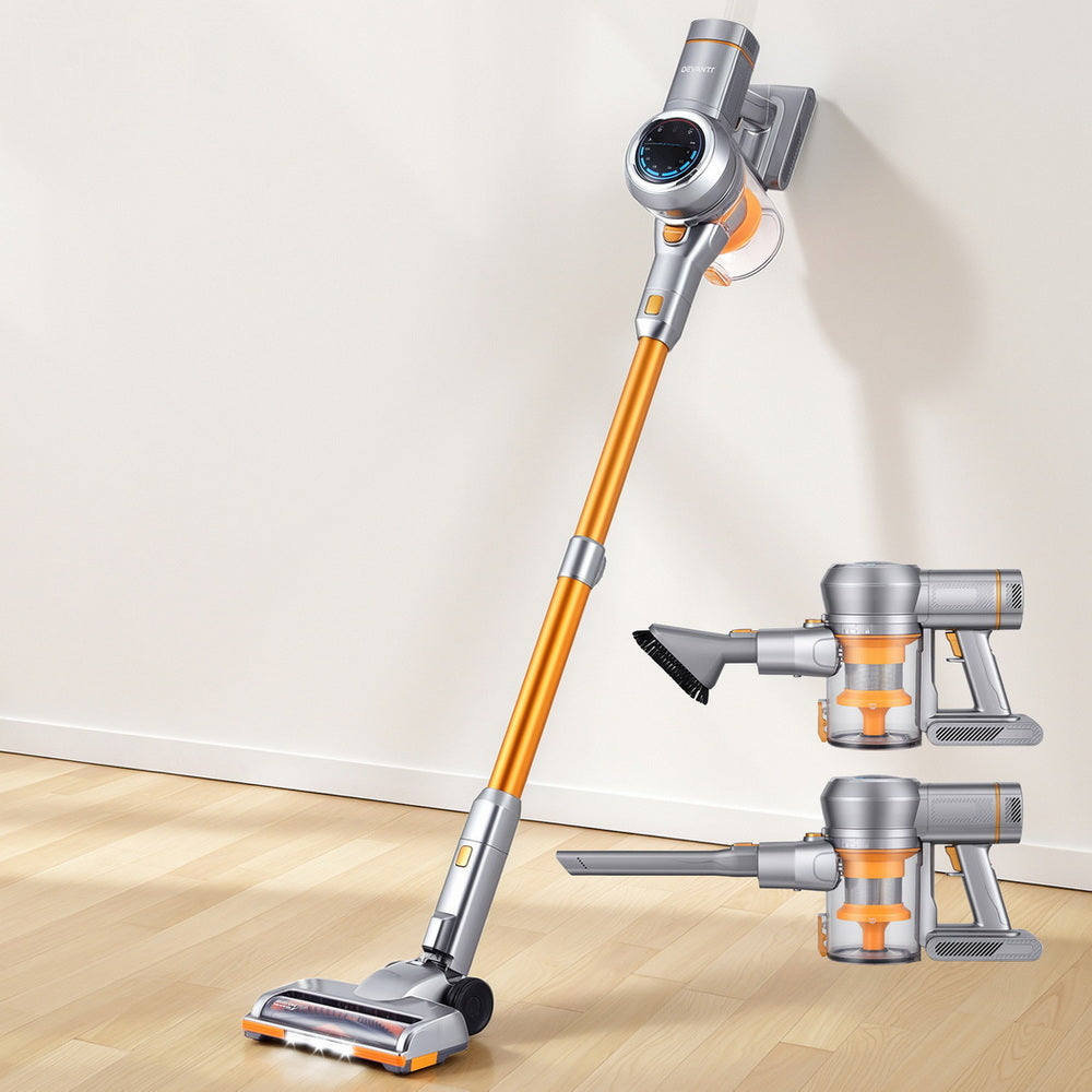 Devanti 300W Stick Vacuum Cleaner Cordless Self-Standing Golden Awezingly