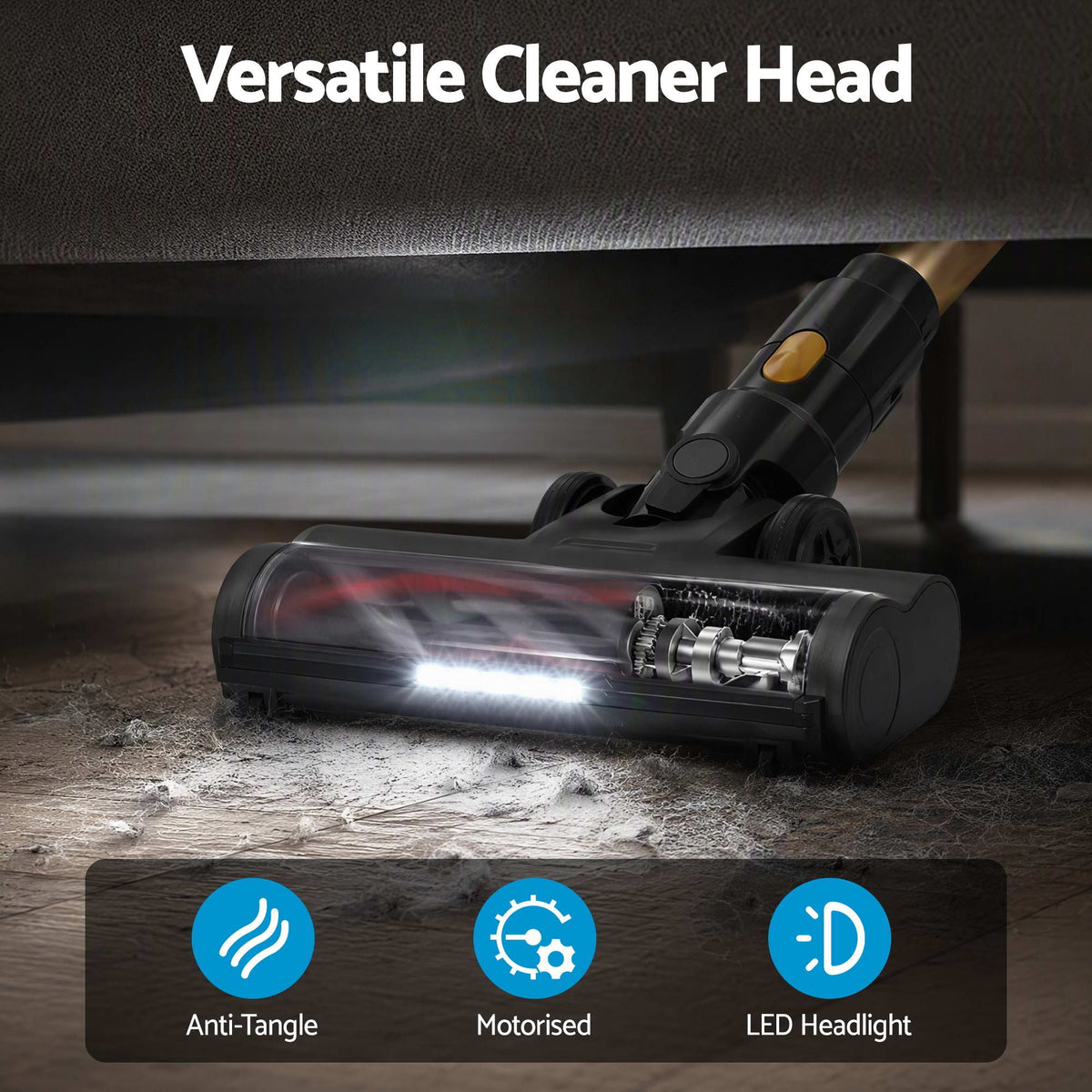 DEVANTI 30000Pa Cordless Stick Vacuum Cleaner 4-in-1 Handheld Vac, Gold Awezingly