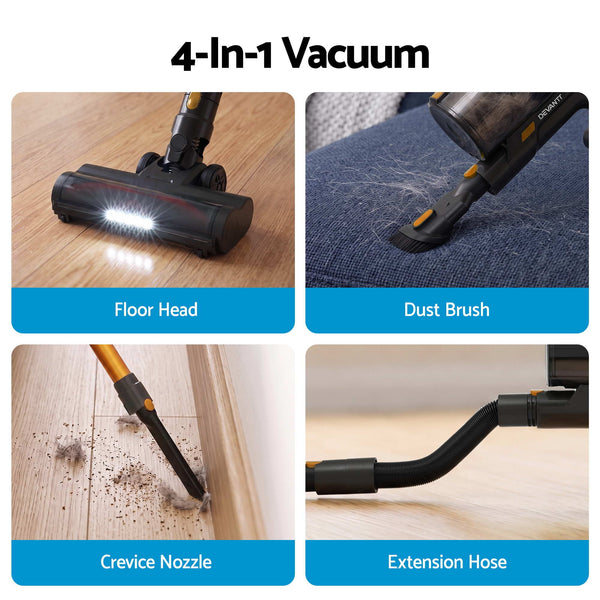 DEVANTI 30000Pa Cordless Stick Vacuum Cleaner 4-in-1 Handheld Vac, Gold Awezingly
