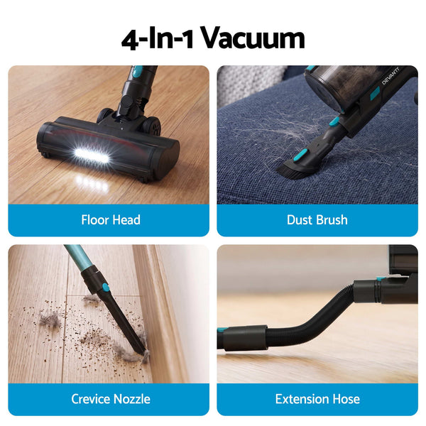 DEVANTI 30000Pa Cordless Stick Vacuum Cleaner 4-in-1 Handheld Vac, Green Awezingly