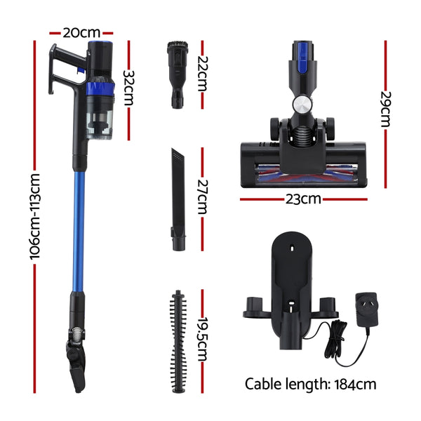 Devanti Stick Vacuum Cleaner Brushless Cordless 350W Blue Awezingly