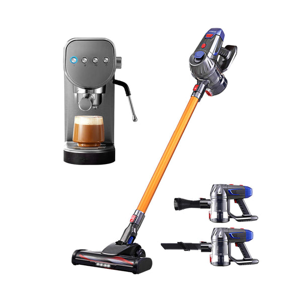 Devanti K7 Cordless Stick Vacuum Cleaner plus Coffee Maker Machine Espresso Devanti