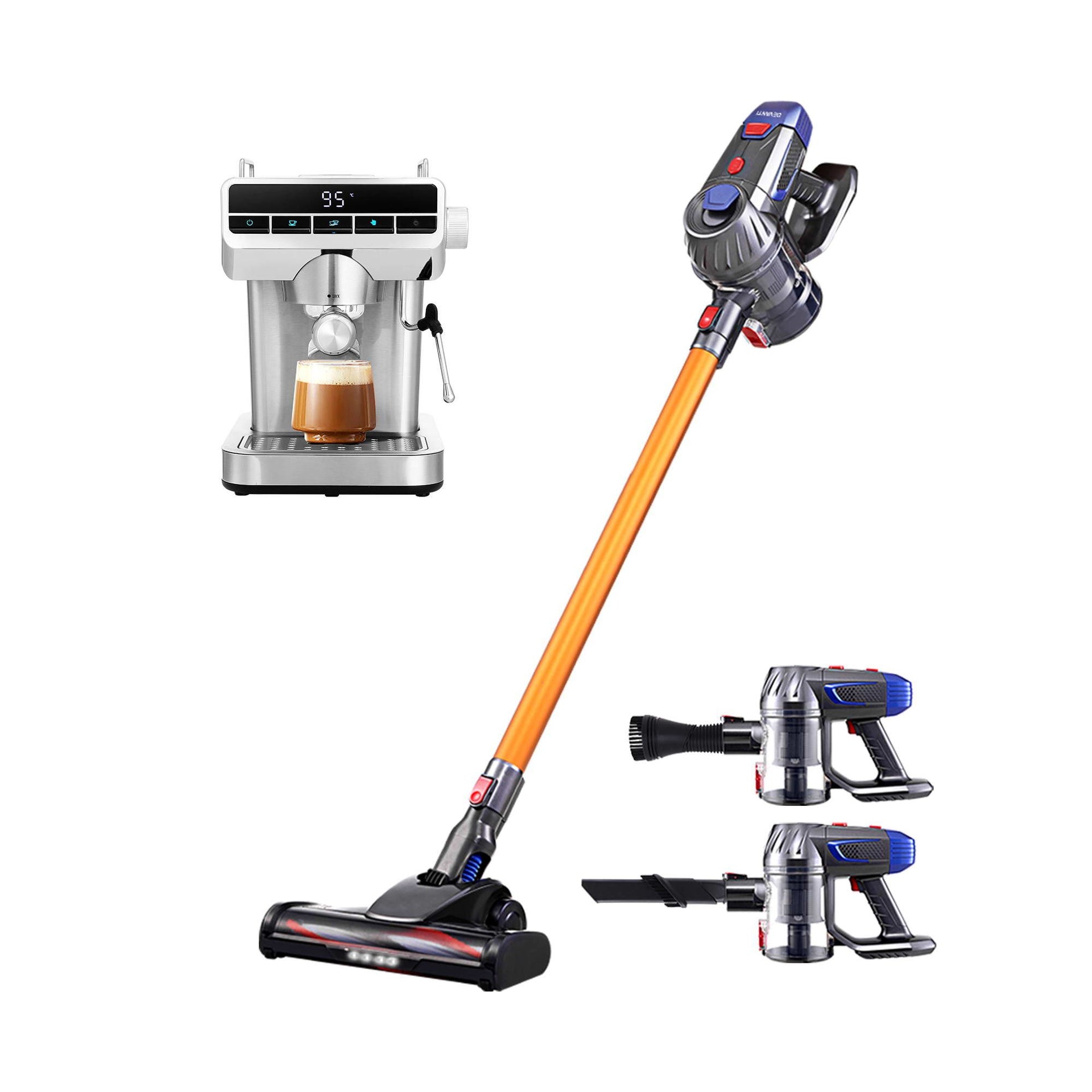 Devanti K7 Cordless Stick Vacuum Cleaner plus Coffee Maker Machine Espresso Devanti